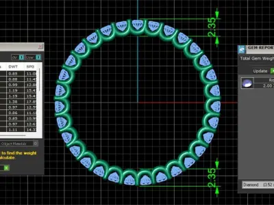U Shaped Eternity Ring 2mm stone size swiss 17 and EU57 3D print model
