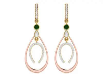 Solitaire Women Drop Earring 3dm STL OBJ FBX Render Details 3D print model 3
