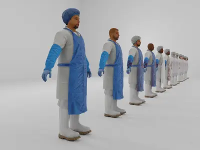 Workers Low-poly 3D model