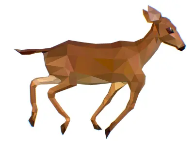 Animated Deer Lowpoly Art Style Low-poly 3D model