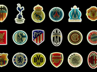 18 football - soccer club logo neon wall decorations Low-poly 3D model