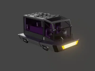 Futuristic space car Low-poly 3D model