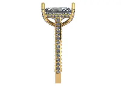 radiant  cut luxury solitare with all pave under - around  shank 3D print model