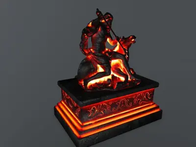 Neptune Statue Low-poly 3D model