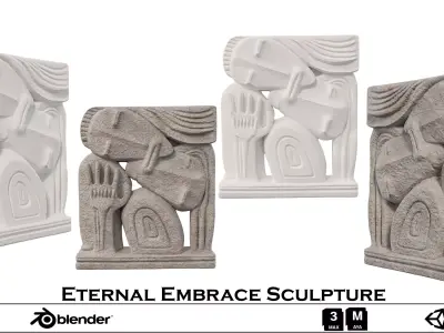 Eternal Embrace Sculpture Low-poly 3D model