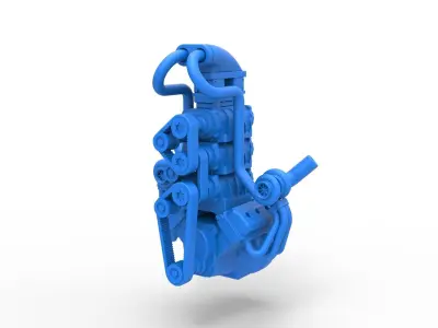 Twin turbo supercharged V8 Engine V5 Scale 1 to 25 3D print model