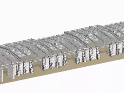 Legoblock hall with mobile roof 3D model