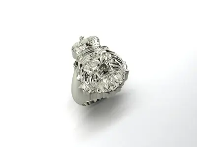 Ring with High-Relief Lion 3D print model