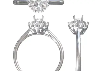 solitaire engagement ring halo diamond 3D print model