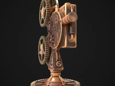Steampunk Projector Low-poly 3D model