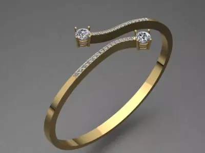 Luxury Golden Bracelet With Diamonds 3D print model