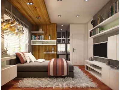 bedroom 8 modern with wood accents 3D model