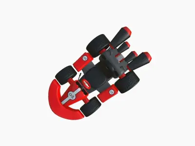 Cartoon Kart C01 Red - Vehicle Racing Design Low-poly 3D model