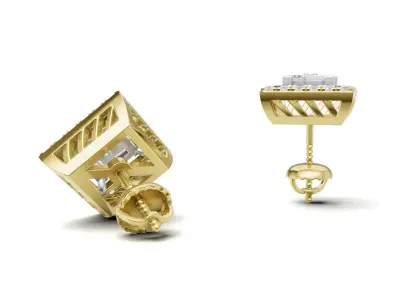 Square Diamond With Baguette Princess Style Stud              3D print model