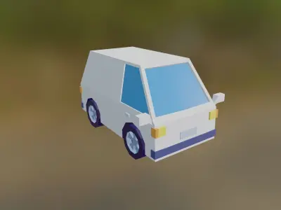 Low Poly Cars car on grassy field Low-poly 3D model