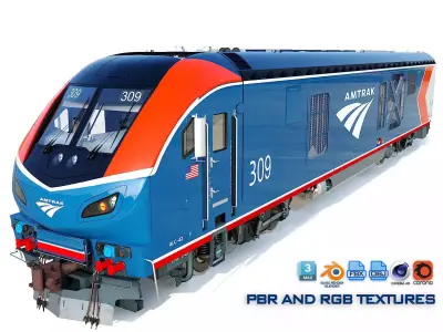 Train ALC-42 car Amfleet 3D Model Pack