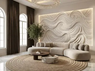 modern panel wall decor set relief stl mural CNC 175 3D model
