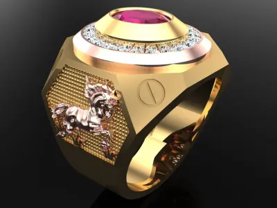 Horse rings - Mens ring - N2389 3D print model