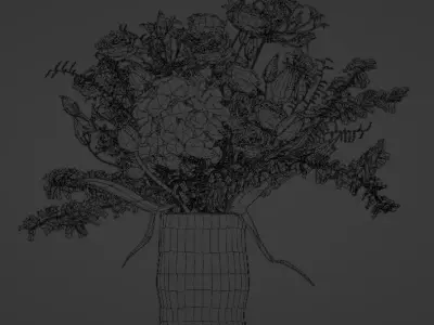 Purple Flower BOUQUET Low-poly 3D model