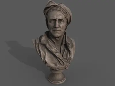 Bust of Nicolas Coustou  Low-poly 3D model