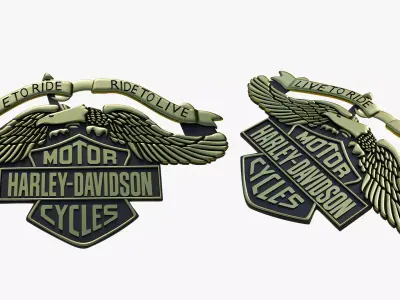 Eagle Emblem - Live to Ride Motorcycle Badge 3D print model
