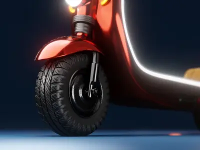 Red retro modern electric scooter 3D model