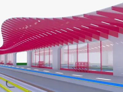 Railway station concept 3D model