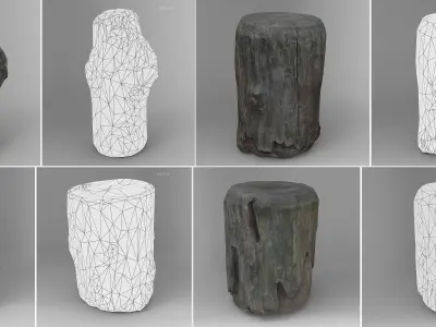 Tree Logs Low-poly 3D model