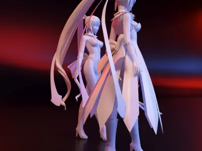 Anime two girls 3D print model