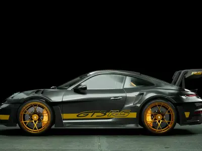 Porsche 911 992 GT3 RS Black Gold Low-poly 3D model