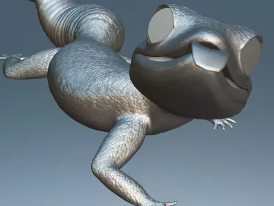 Gecko silver Low-poly 3D model