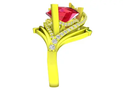 5771 luxury pear diamond women ring  3D print model