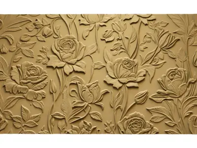 modern rose panel wall decor set relief stl mural CNC 294 3D model