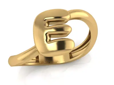 E alphabet bypass shell hallow ring 3D print model