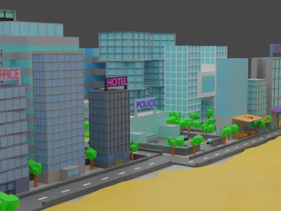 low poly city Free low-poly 3D model purchase