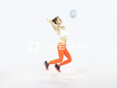 Beauty 17G Jumping Smashing Jumping Sports Woman Low-poly 3D model