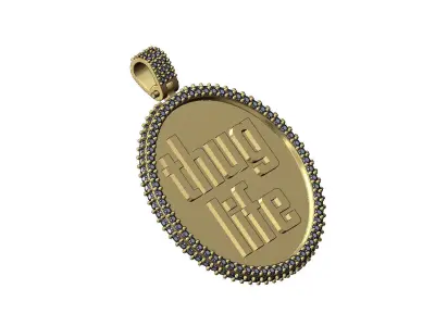 Thug life 40mm iced memory picture pendant with bail 3D print model