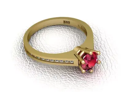 ruby engagement ring 3D printable model  3D print model