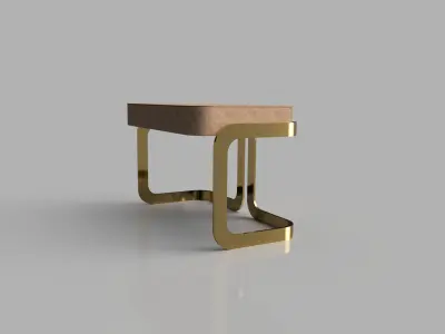 Bench in metal and leather 3D model