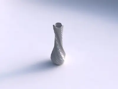 Vase twisted larger opening hexagon with wavy extruded lines 2 3D print model