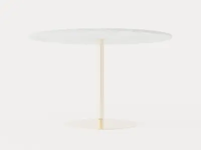 Capri Dining Table 120 Cm Around Marble White Brass Low-poly 3D model