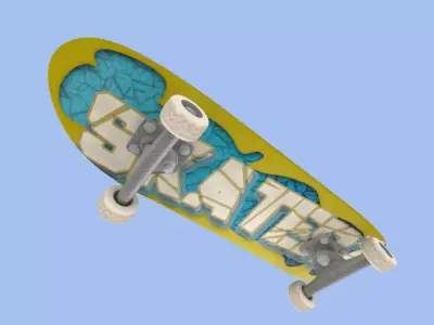 Skateboard - Highly Detailed - Low Poly Subdivs Low-poly 3D model
