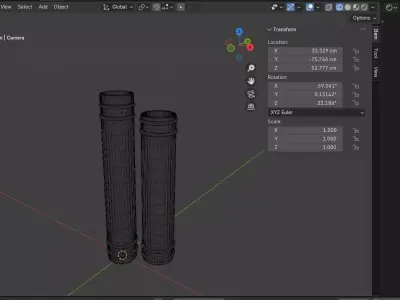 Golden Green Vase Set 03-Blender Procedural 3D Model 3D model