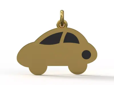 Plate Cartoon stl 3dm gold Car gp0254 3D print model