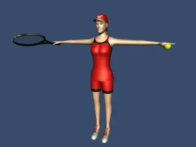 4 Animated Tennis Players Low-poly 3D model