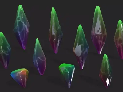 crystal set Low-poly 3D model