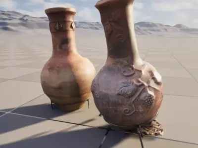 Rustic Clay Chimenea Fireplace Oven x2 Low-poly 3D model