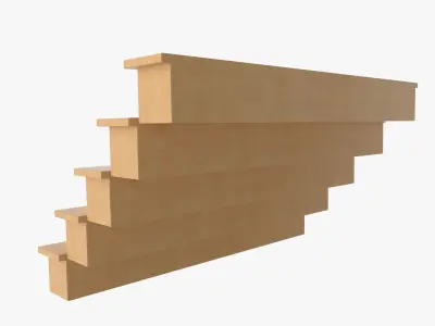 Stairs set of wooden 3D model