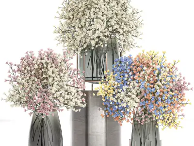 Bouquet of flowers in a vase for decoration 105 3D model