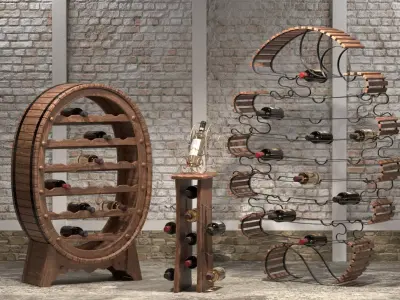Wooden wine racks 3D model